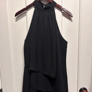 Laundry by Shelli Segal Sleeveless Halter Tiered Trapeze Dress 4 Black